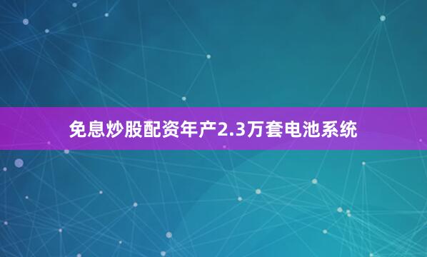 免息炒股配资年产2.3万套电池系统